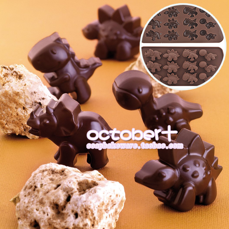 12-Cavity Chocolate Dinosaur Ice Cake Pan Mold手工皂恐龙模具