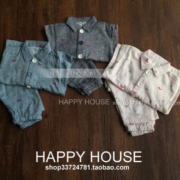 儿童男女童宝宝有机棉纯棉双层纱布睡衣家居服套装春夏款