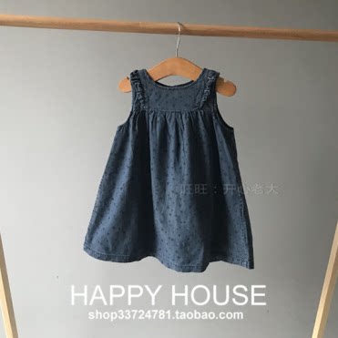 儿童秋季裙子新款儿童做旧牛仔裙纯棉女童背心裙宝宝裙子