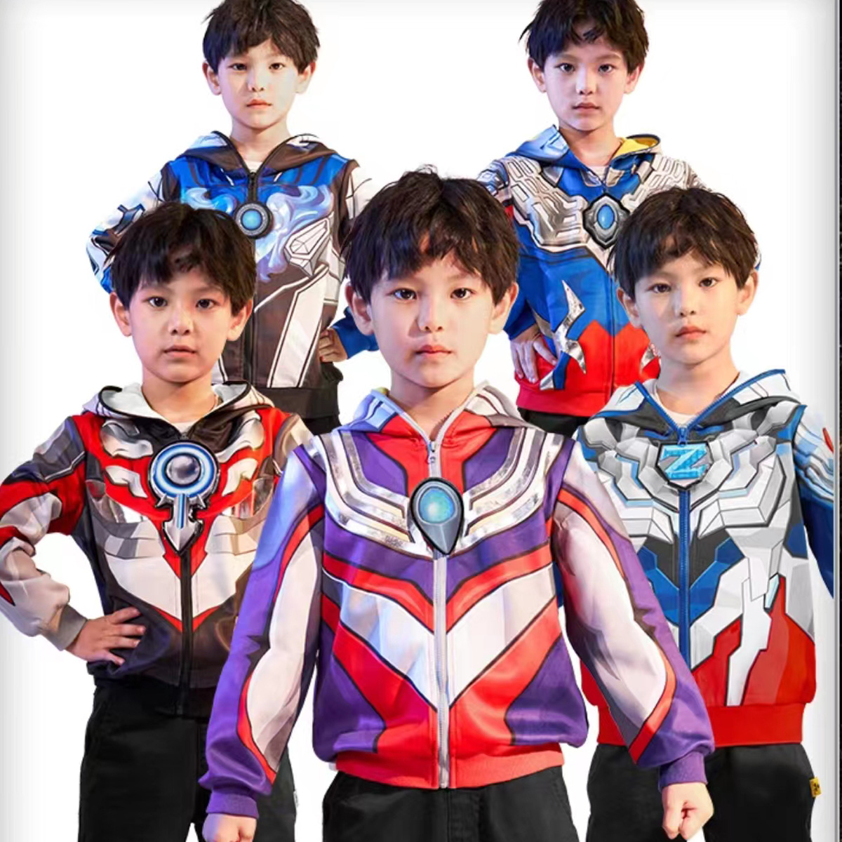 奥特曼衣服男童春秋外套男孩卡通儿童连帽上衣赛罗迪迦泽塔童装潮