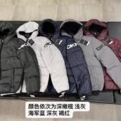 DKNY唐可娜儿男士 秋冬复古简约宽松防风雨保暖连帽厚棉服夹克外套
