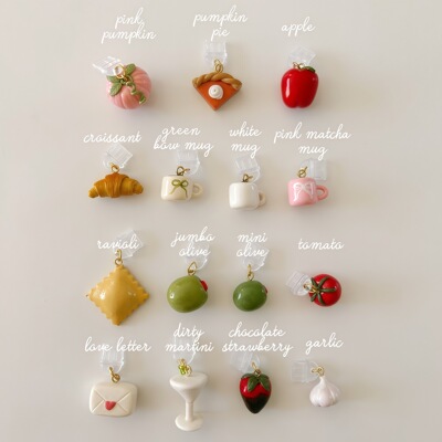 亚马逊热卖简约风可爱迷你食物吊坠柿子饼干不锈钢饰品配件18K金