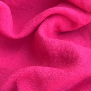 砂洗汉麻亚麻混纺面料深玫红色加密秋冬款亚麻布质感好裤子外套布