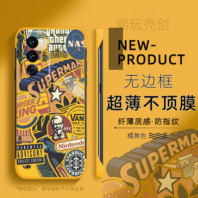 适用于OPPORENO13手机壳12PRO潮牌涂鸦铭牌K11超薄无边框RENO10新款RENO9半包边10创意FINDX8个性男女X7硬壳