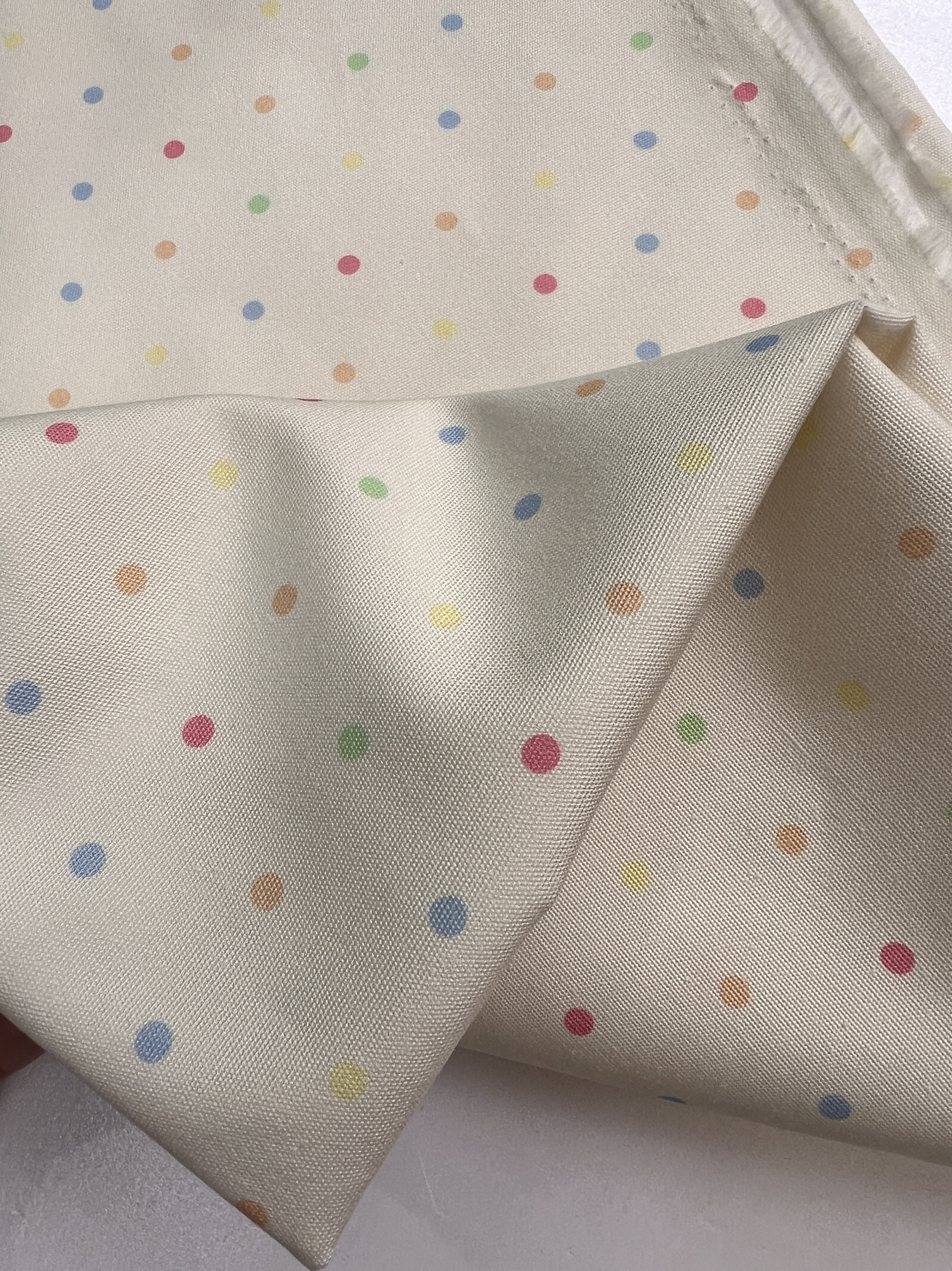 奶黄彩波点 数码印花 全棉8安帆布 手工DIY  面料