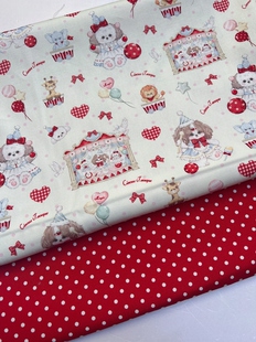 独家版权 奶黄底马戏团散图  全棉8安帆布 手工DIY  面料