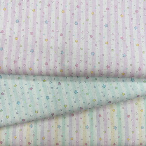条纹星星 20支平纹 数码印花 全棉手工 拼布 DIY 娃衣