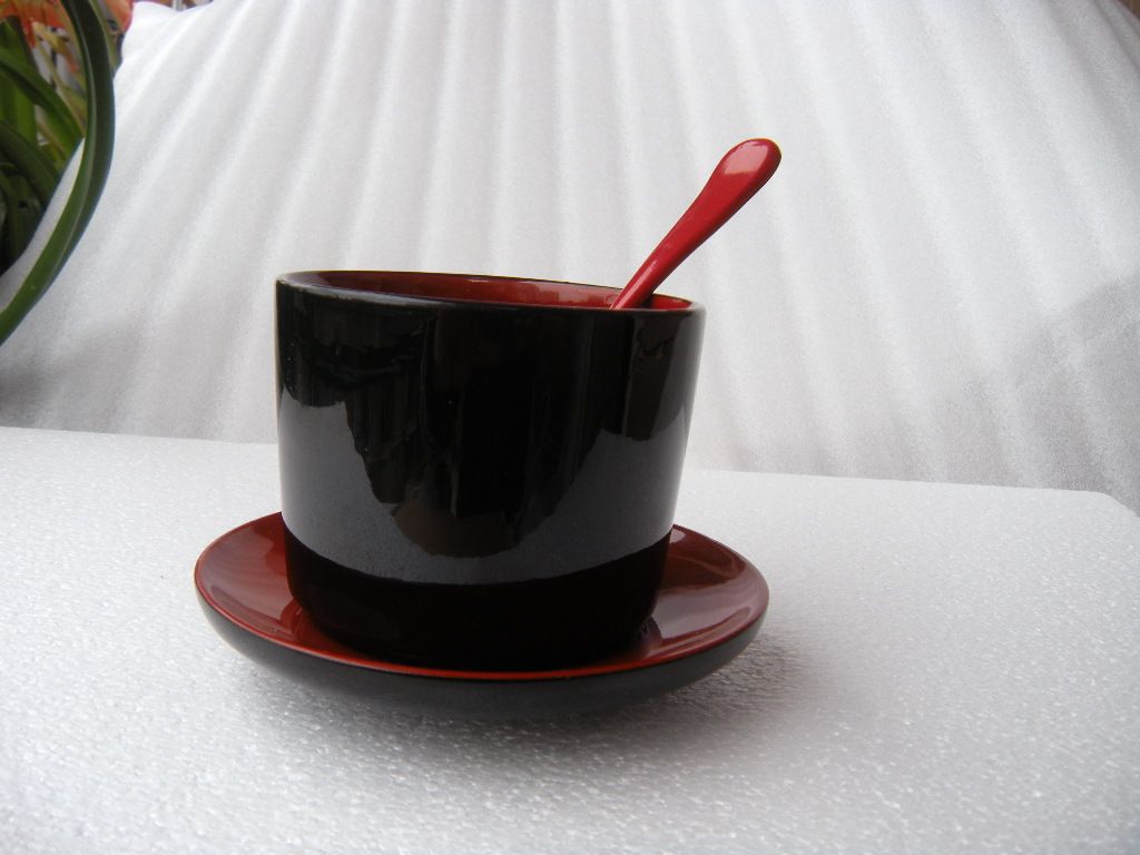 清仓/老漆器木胎天然漆漆器杯85mm*66mm+115mm碟搅勺三件套茶用品