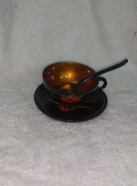 福州早期天然漆器茶杯咖啡杯90x50mmmm托盘123mm