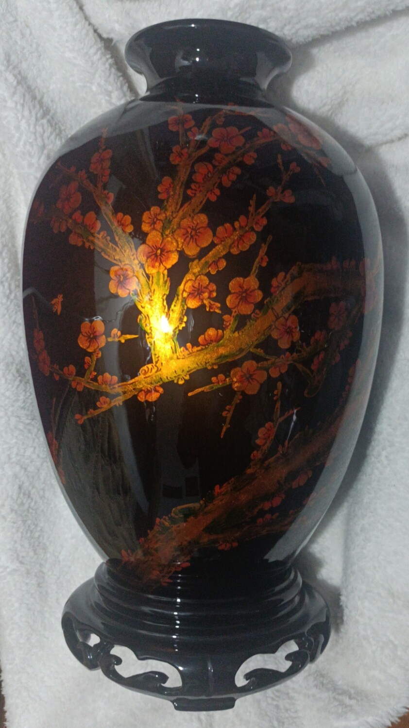 清仓福州早期麻胎脱胎漆器瓶420mmx210mm