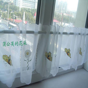 多尺寸 出口原单阳光花园蝴蝶纱帘 门帘 咖啡帘 窗帘