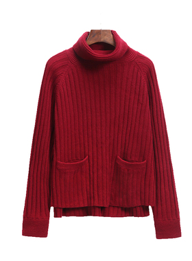 CLUB MONACO女装 秋冬款红白色高领羊绒衫SHOANAH毛针织衫