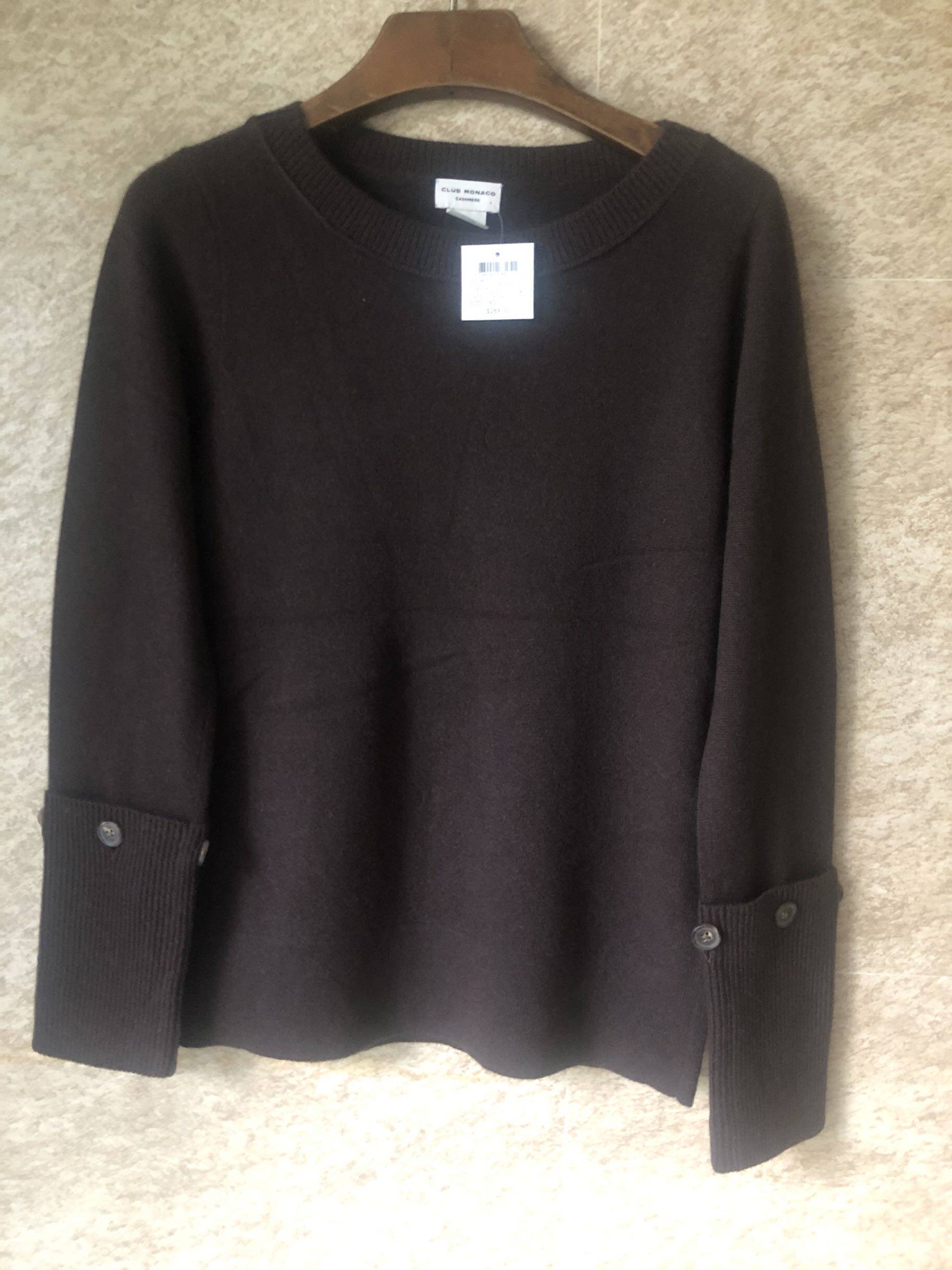 CM 100%羊绒针织衫 袖口纽扣女款毛衣 cashmere button cuff