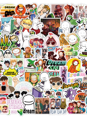 100张dream smp热点可爱涂鸦贴纸行李箱汽车笔记本冰箱摩托车贴纸