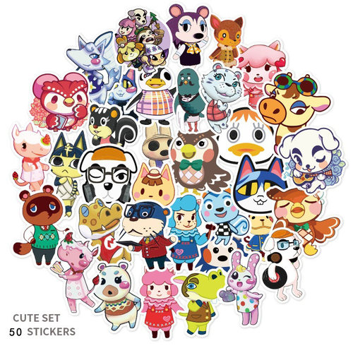 50张动物森友会Animal Crossing 拉杆箱电脑汽车任天堂涂鸦贴纸