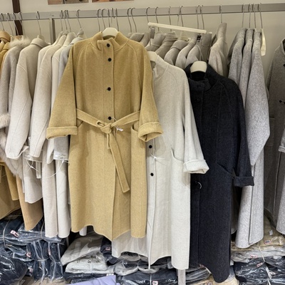 韩系高级感双面羊绒大衣女法式气质立领宽松中长款羊毛呢外套6619