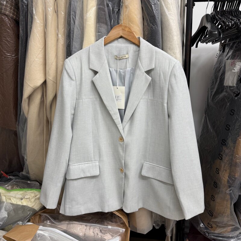 韩系高级感亚麻休闲西装外套女26春款宽松百搭上衣纯色西服10506