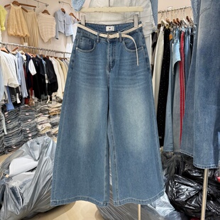 显瘦百搭小个子高腰宽松直筒裤 女春夏薄款 99128 A字阔腿牛仔裤 韩版