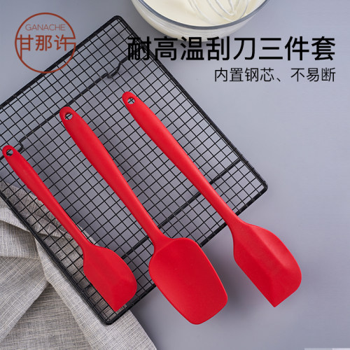 耐高温硅胶刮刀三件套红色款