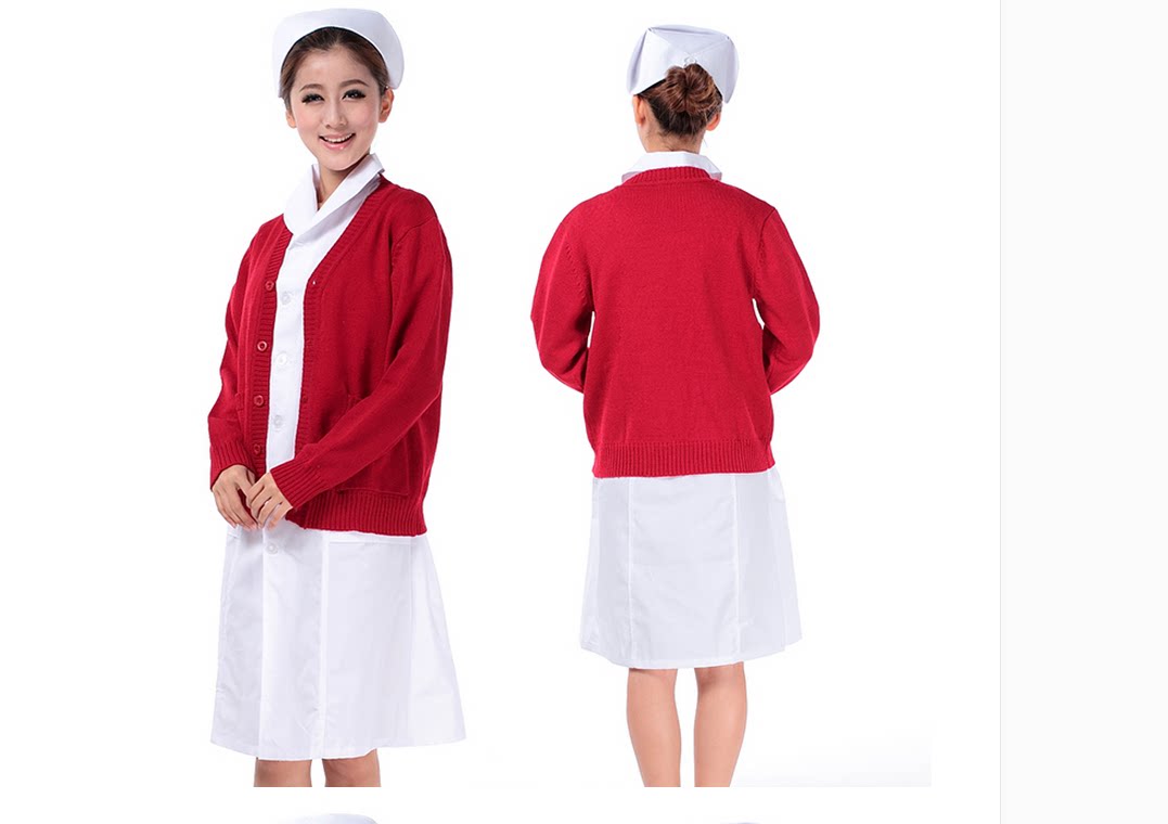 나이팅게일 진한 파란색 네이비 두꺼운 간호사 스웨터 간호사 코트 가디건 어머니 스웨터 의사 유니폼 간호사 유니폼