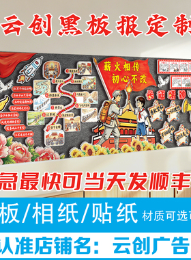 弘扬长征精神爱强国主题黑板报装饰墙贴红色经典班级教室文化布置