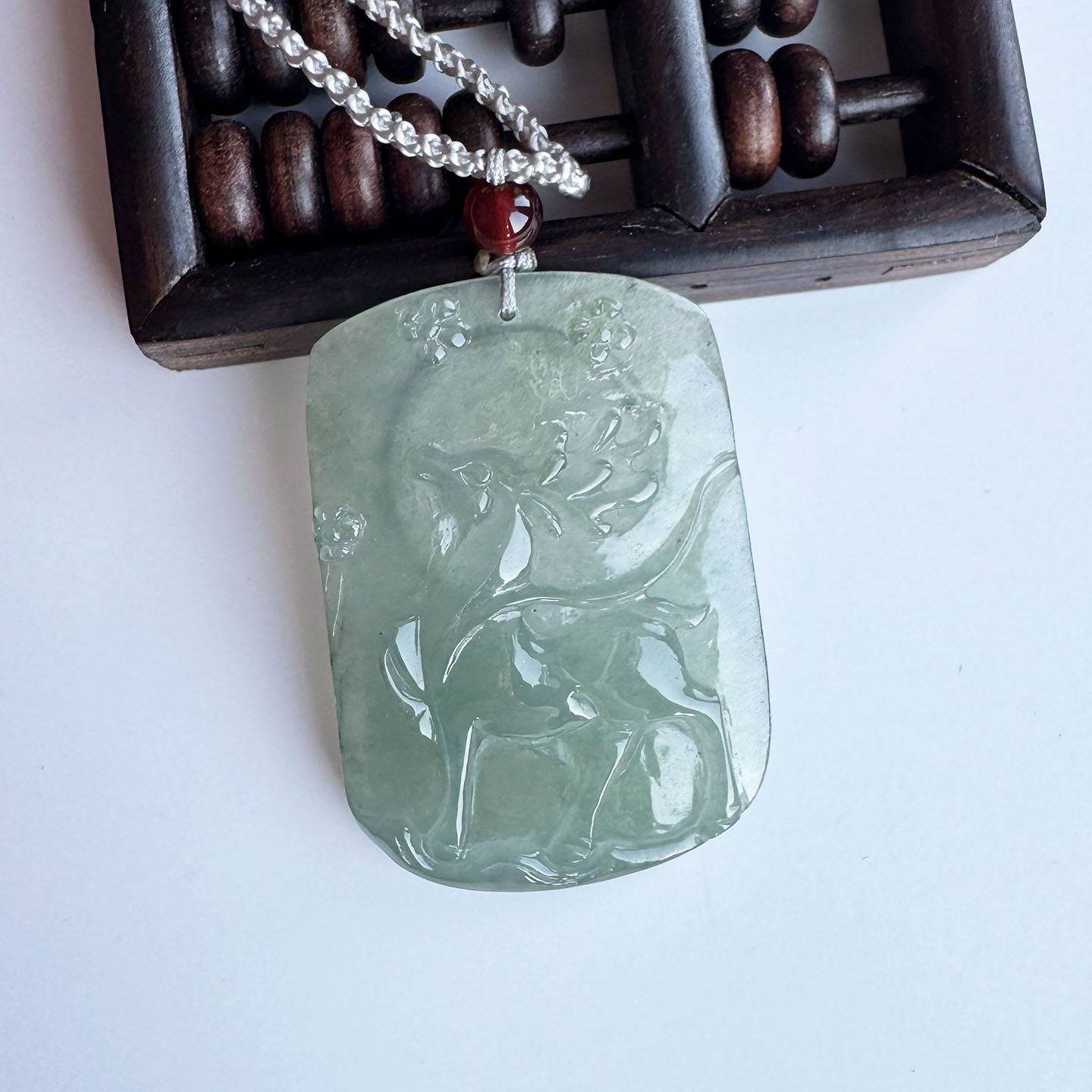 翡翠林 一路生花一路有你一路顺风 缅甸A货冰种梅花鹿翡翠玉吊坠