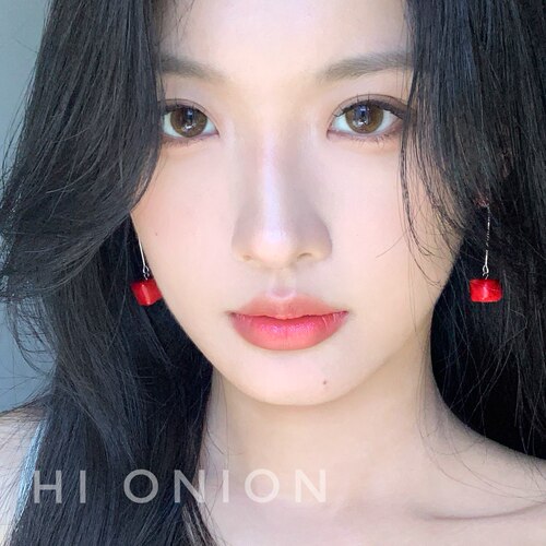 Hi onion还有明天 擦掉口红 小众设计纯银红色长款耳环耳夹复古