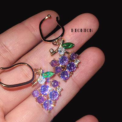 HiOnion超闪锆石葡萄耳挂耳环