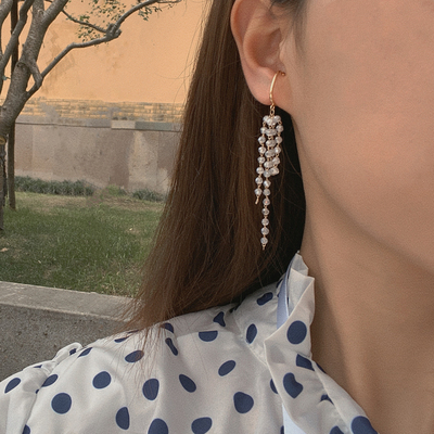 原创和咖啡脸型流苏无耳洞