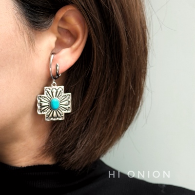 HiOnion《在海浪中》小众设计复古绿松石无耳洞耳挂波西米亚风