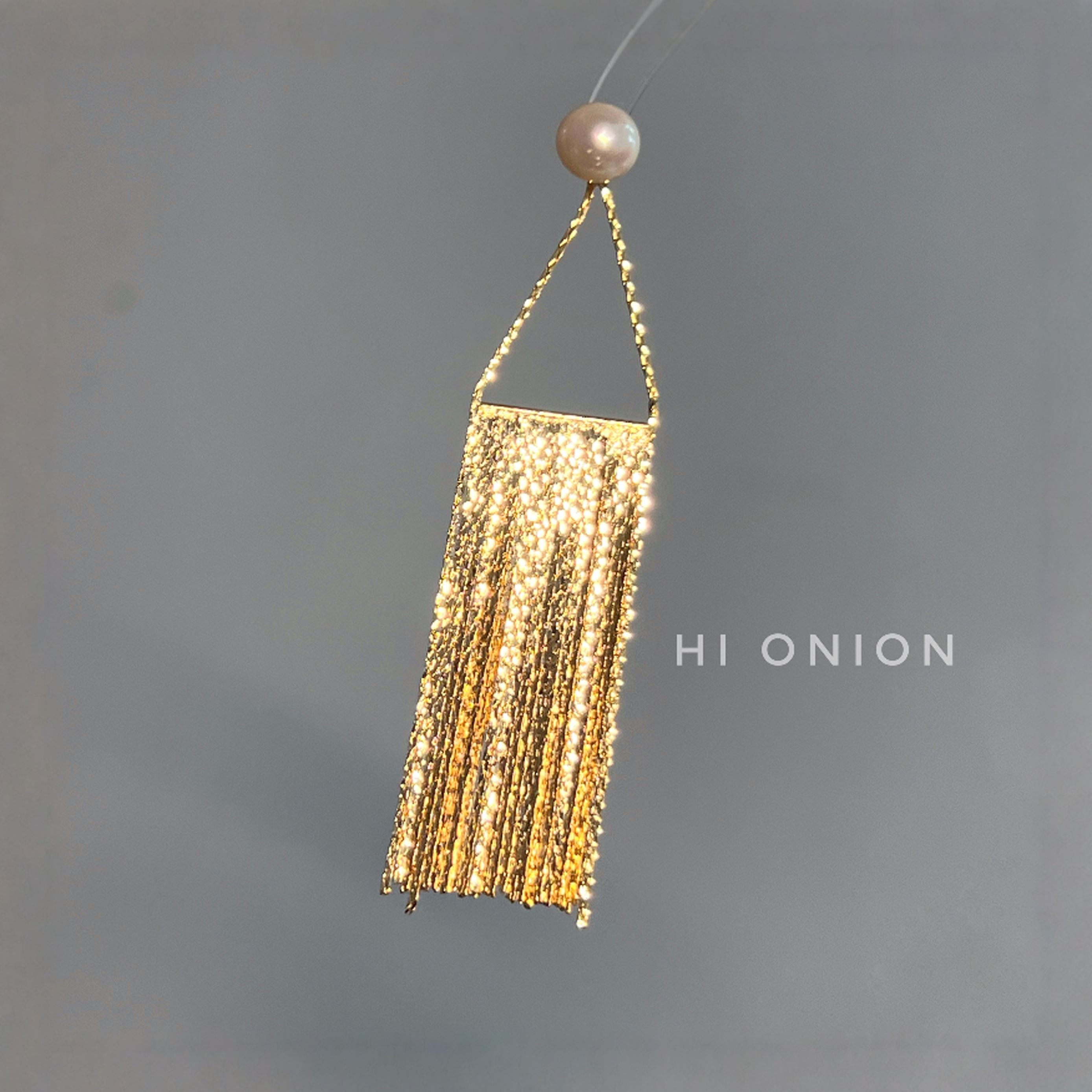 Hi Onion巴黎春梦 小众设计珍珠耳钉耳夹耳环女高级丝滑流苏夸张