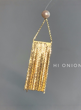 Hi Onion巴黎春梦 小众设计珍珠耳钉耳夹耳环女高级丝滑流苏夸张