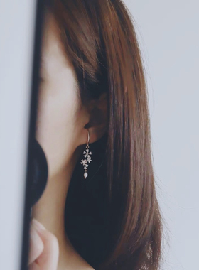Hi Onion原创小众花朵锆石珍珠耳环无耳洞耳夹气质优雅高级冷淡风