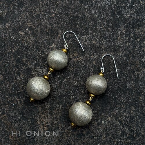 HiOnion《财源滚滚》小众设计复古圆球耳环s925银耳饰个性耳夹