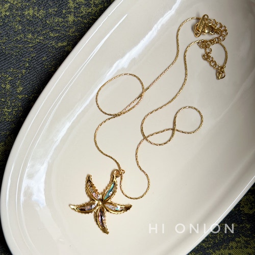 HiOnion海星项链钛钢镀金鲍鱼贝锁骨链情侣个性设计感小众颈链夏