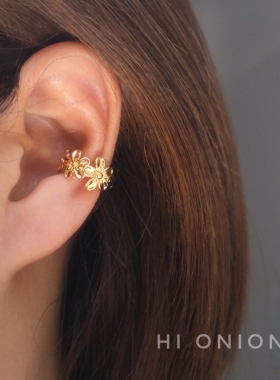 《未结之诗》小众设计百搭春夏金色花朵耳夹无耳洞耳骨夹高级感