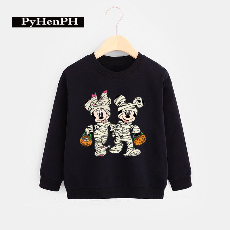 Halloween Hoodies 卡通老鼠印花万圣节卫衣儿童秋冬套头衫外套