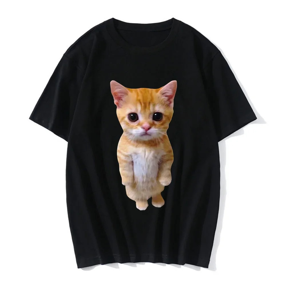 Cat T shirt 黑色T恤女夏季卡通可爱猫咪印花休闲大码T恤短袖装