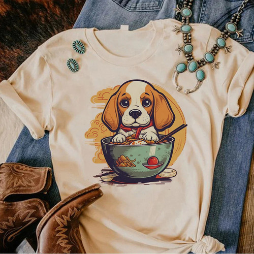 Beagle T shirt 卡通可爱比格犬印花大码女士T恤夏季休闲短袖上衣
