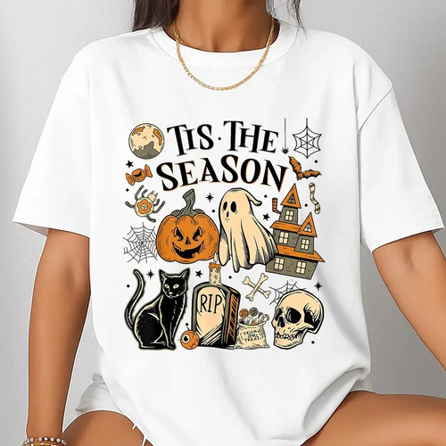 Tis The Season T shirt 万圣节短袖T恤个性圆领男女情侣体恤半袖