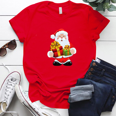 Cute Santa Tshirt 可爱卡通圣诞老人印花圣诞节短袖百搭T恤上衣
