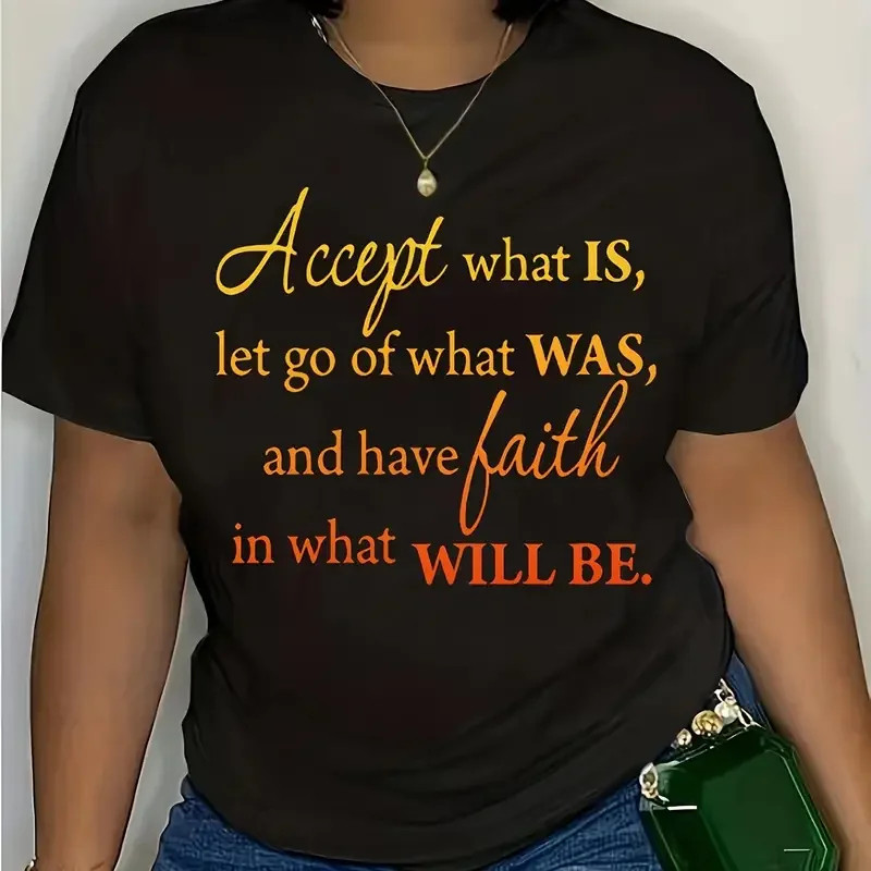 Women T shirt 夏季黑色打底短袖T恤个性英文字母印花女士体恤衫