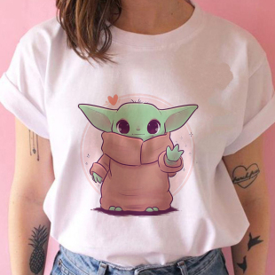 Mandalorian Baby Yoda T Shirt 尤达宝宝短袖T恤男女白色上衣潮