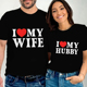 Wife Hubby shirt 我爱妻子 时尚 Love 老公印花T恤家庭装