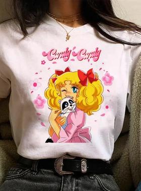 Cartoon Candy T shirt 卡通可爱女孩印花T恤夏季短袖上衣服体恤