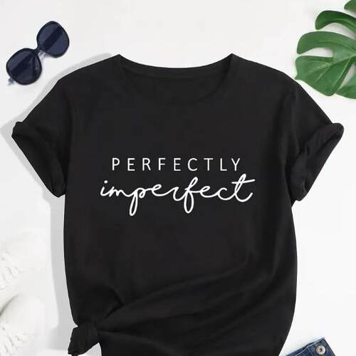 Imperfect Tshirt 个性英文字母不完美印花女士夏季简约T恤上衣