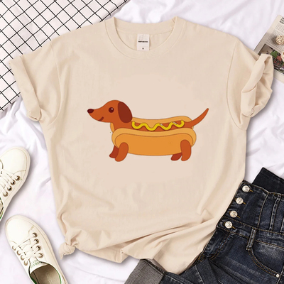 Dachshund t-shirts  卡通腊肠狗解析印花宽松大码女士T恤短袖衫