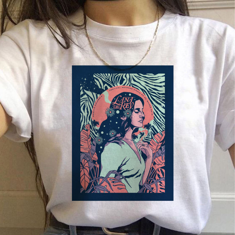 Lana Del Rey Tshirt 美国女歌手拉娜·德雷打雷姐周边夏季T恤白