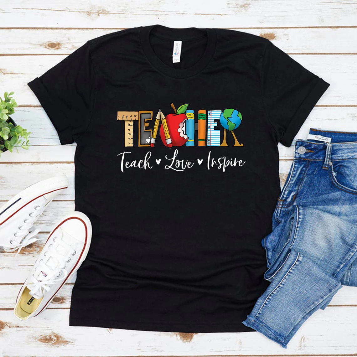 Teacher Tshirt 个性英文字母教师老师印花休闲白色T恤女短袖上衣