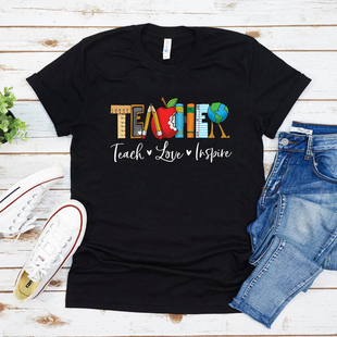 Teacher Tshirt 个性英文字母教师老师印花休闲白色T恤女短袖上衣